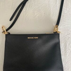 Michael Kors Black Crossbody Bag with Gold Accents
